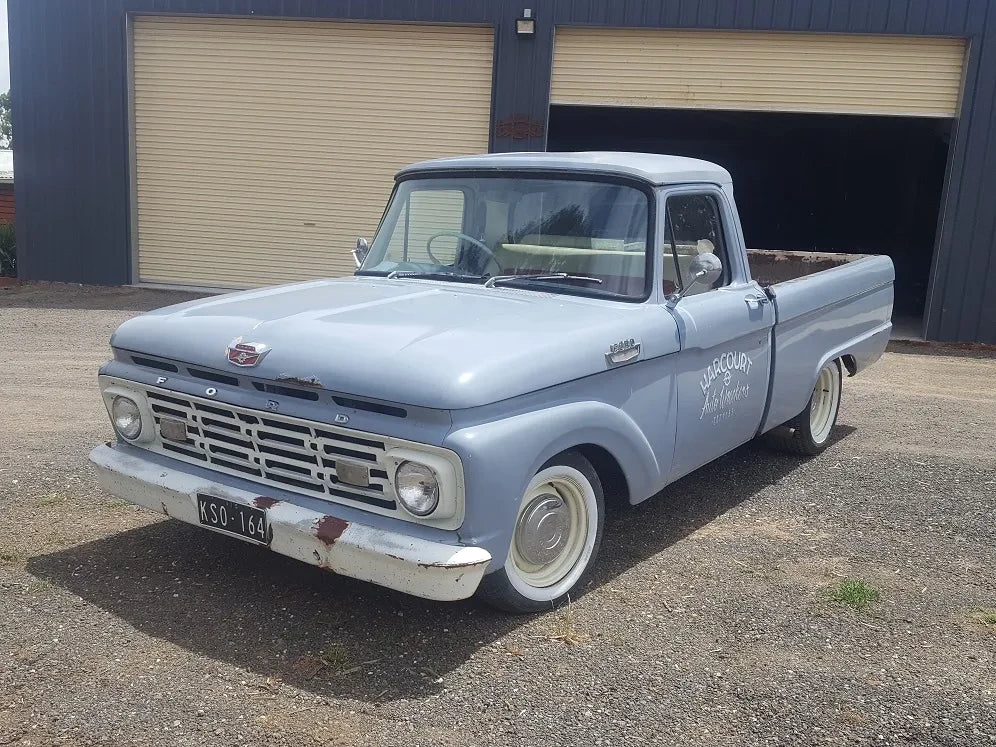 Harcourt Auto Wreckers' 1964 Ford F100 in the yard's own livery