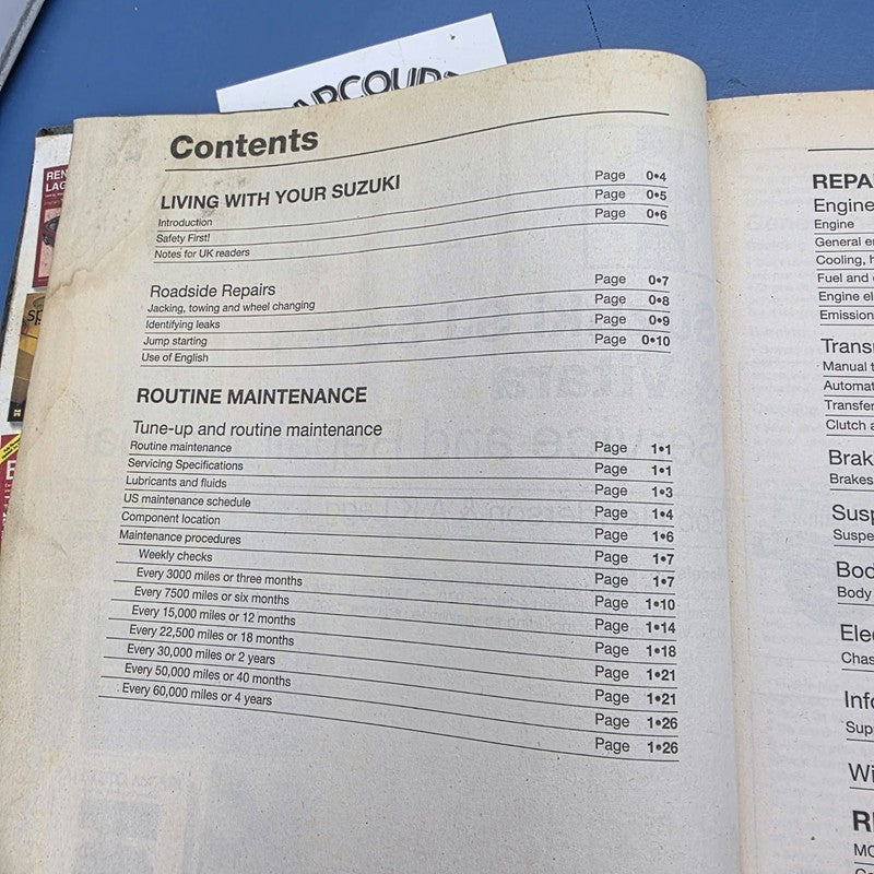 Haynes Repair Manual For Suzuki SJ And Vitara 1982-1997 4Cylider Petro