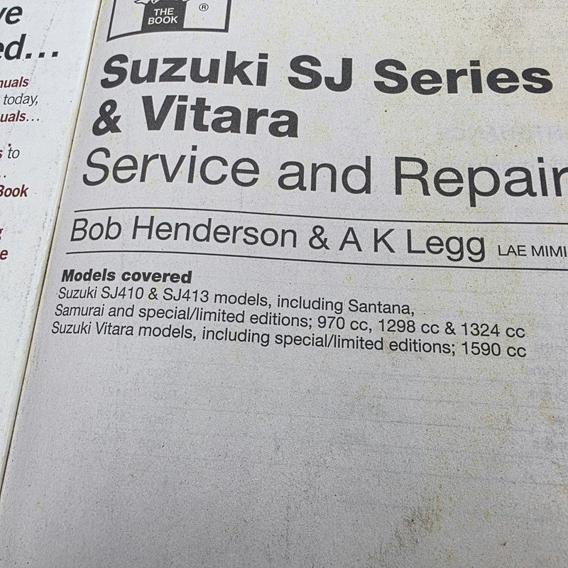 Haynes Repair Manual For Suzuki SJ And Vitara 1982-1997 4Cylider Petro