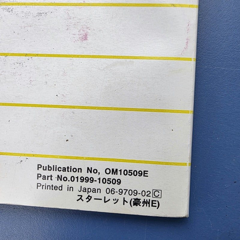 Owners Manual Service Book Set Suit Toyota Starlet EP91 03/1996-09/199