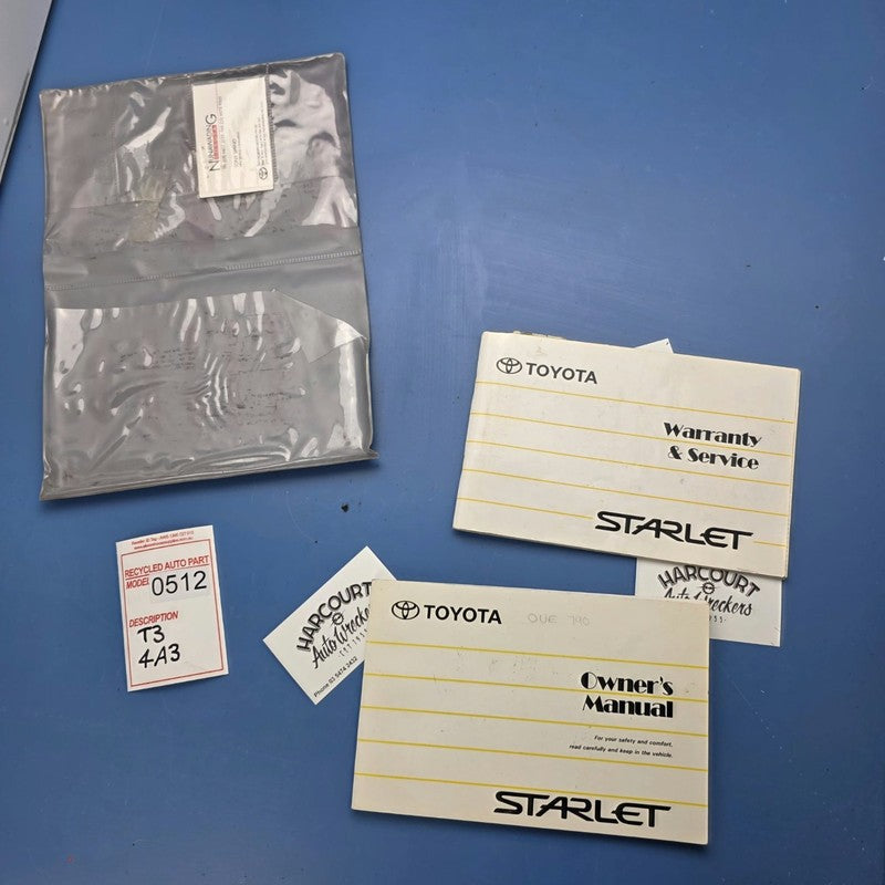 Owners Manual Service Book Set Suit Toyota Starlet EP91 03/1996-09/199