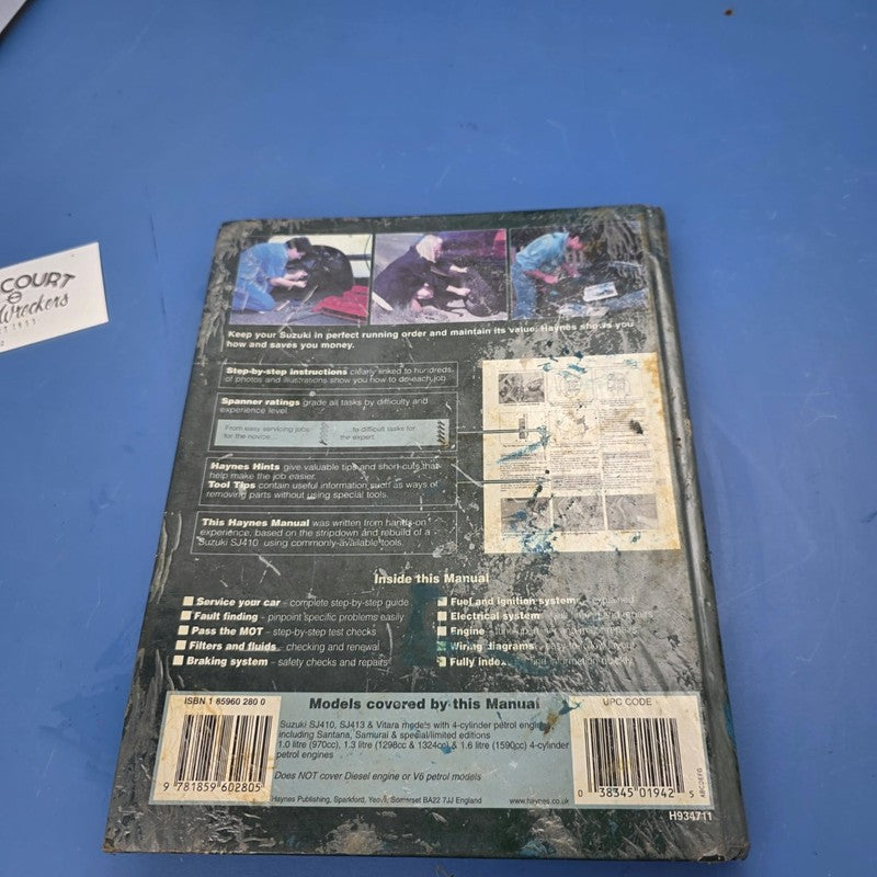 Haynes Repair Manual For Suzuki SJ And Vitara 1982-1997 4Cylider Petro